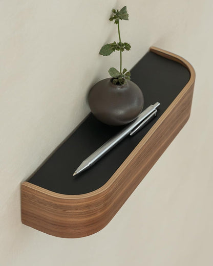 Kazai. Key Holder 'Toke' | Minimalist Key Hook Design from Berlin | Modern Key Holder Wall Mount with Wooden Shelf | Key Rack for Wall as Entryway Organizer | Walnut