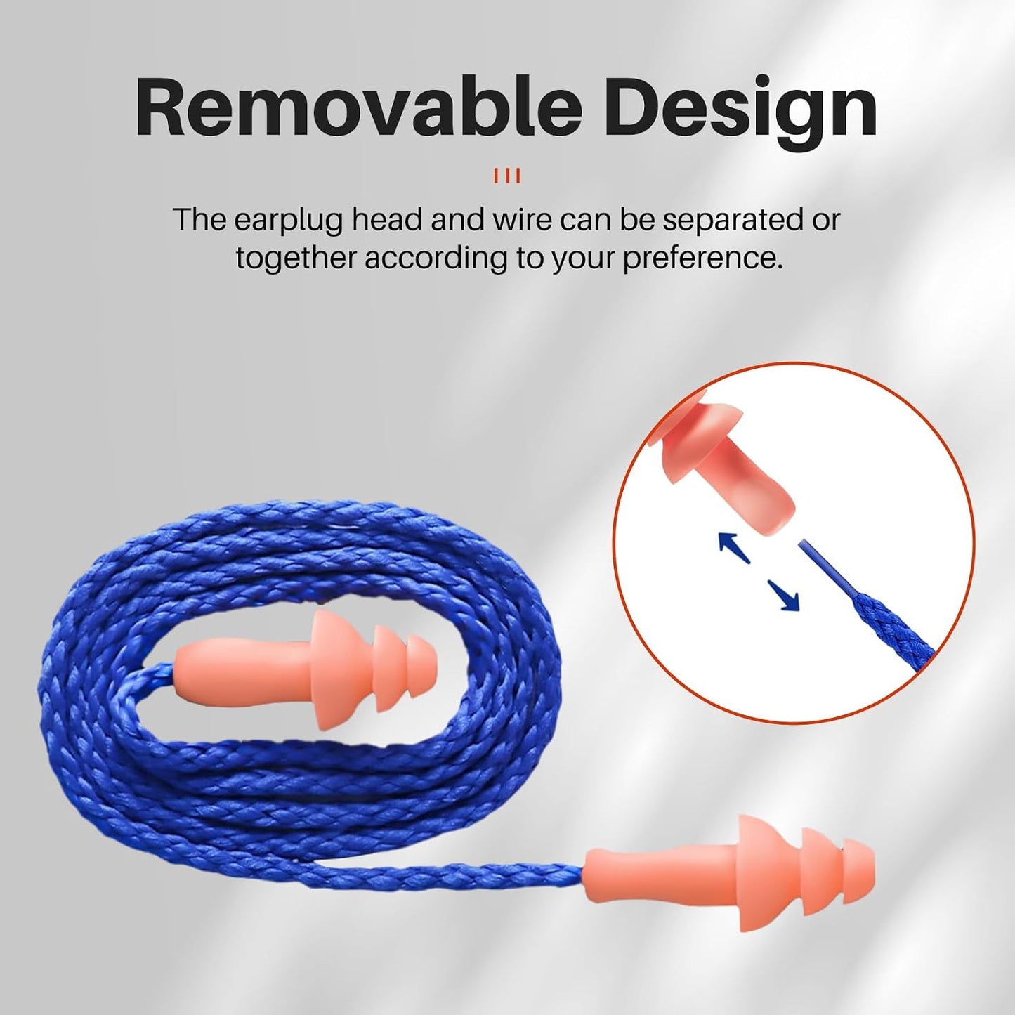 Silicone Corded Ear Plugs, 100 Pairs, SNR 32dB, Orange | Reusable noise reduction earplugs with string. Individually wrapped. For work, construction sites & industrial use.