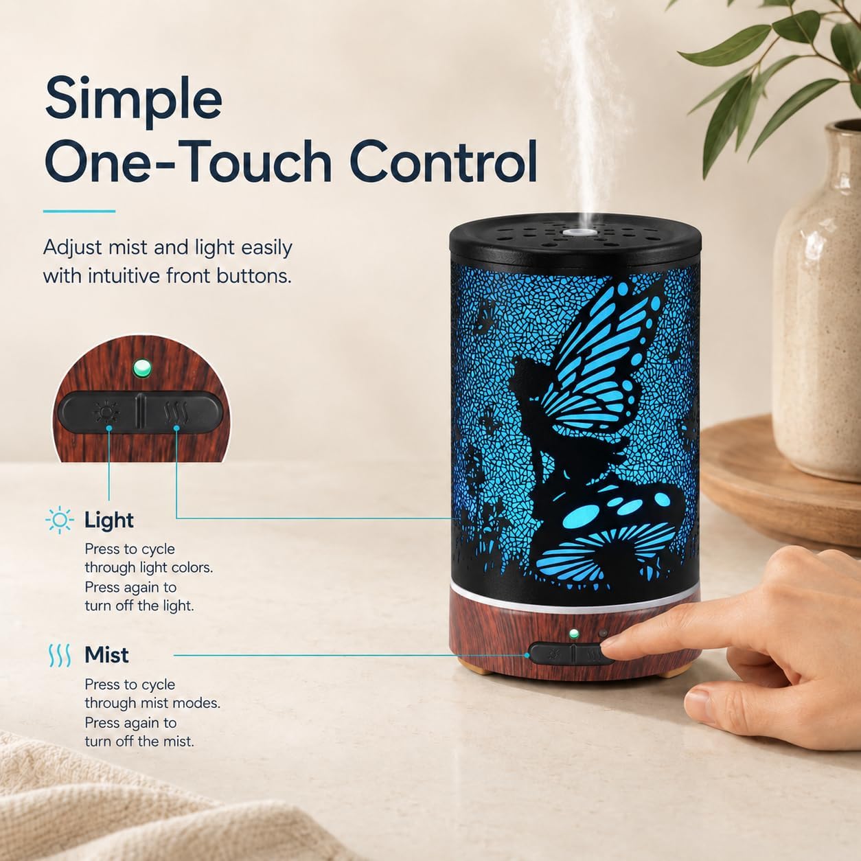 Tree Essential Oils Diffuser for Home 150ML Aromatherapy Diffuser | Birthday Gifts for Women mom,Metal Cool Mist Humidifier with 7 Colors Lights Waterless Auto Off Air Diffusers