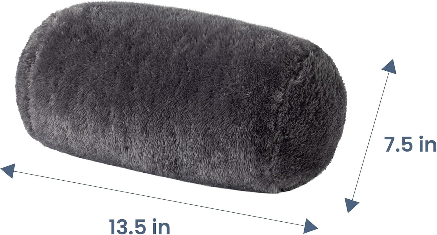 Berkshire Cervical Neck Roll Pillow with Extra-Fluffy™ Removable Cover, Multi-Purpose Bolster Cushion for Couch, Office & Travel, One Size 13.5" x 7.5", Smoke