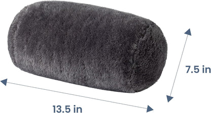 Berkshire Cervical Neck Roll Pillow with Extra-Fluffy™ Removable Cover, Multi-Purpose Bolster Cushion for Couch, Office & Travel, One Size 13.5" x 7.5", Smoke