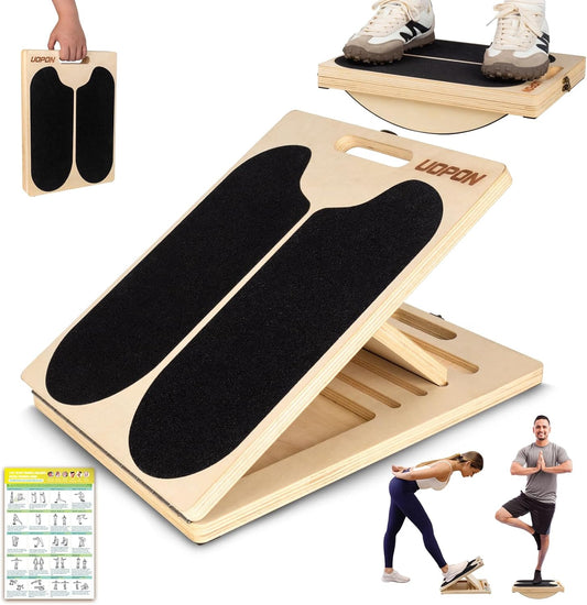 Slant Board Calf Stretching, 300 LBS Capacity Portable Wooden Incline Board