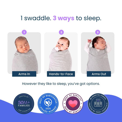 HALO 100% Cotton Sleepsack Swaddle, 3-Way Adjustable Wearable Blanket, TOG 1.5, Birds, Newborn, 0-3 Months - Colors B