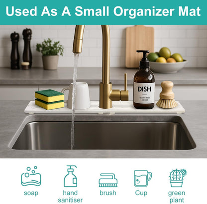 Fast Dry Stone Faucet Mat for Bathroom Sink Kitchen Counter Marble Trays | Small Diatomite Sink Splash Guard White Absorbent Tray Counter Quick Drying Stone Kitchen Diatomaceous Earth Around Faucet