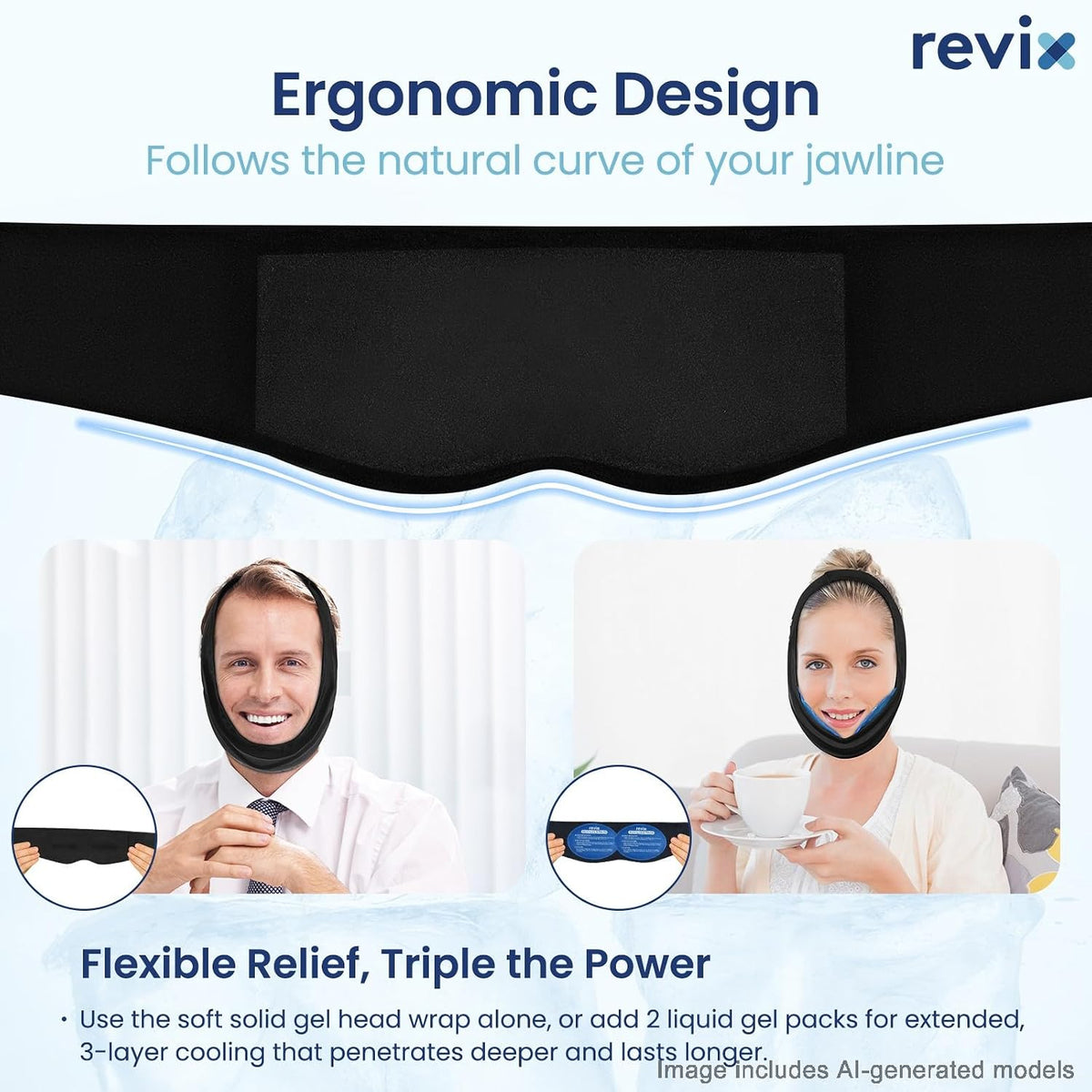REVIX 30-Min Wisdom Teeth Ice Pack Head Wrap with 3-Layer Gel Cooling