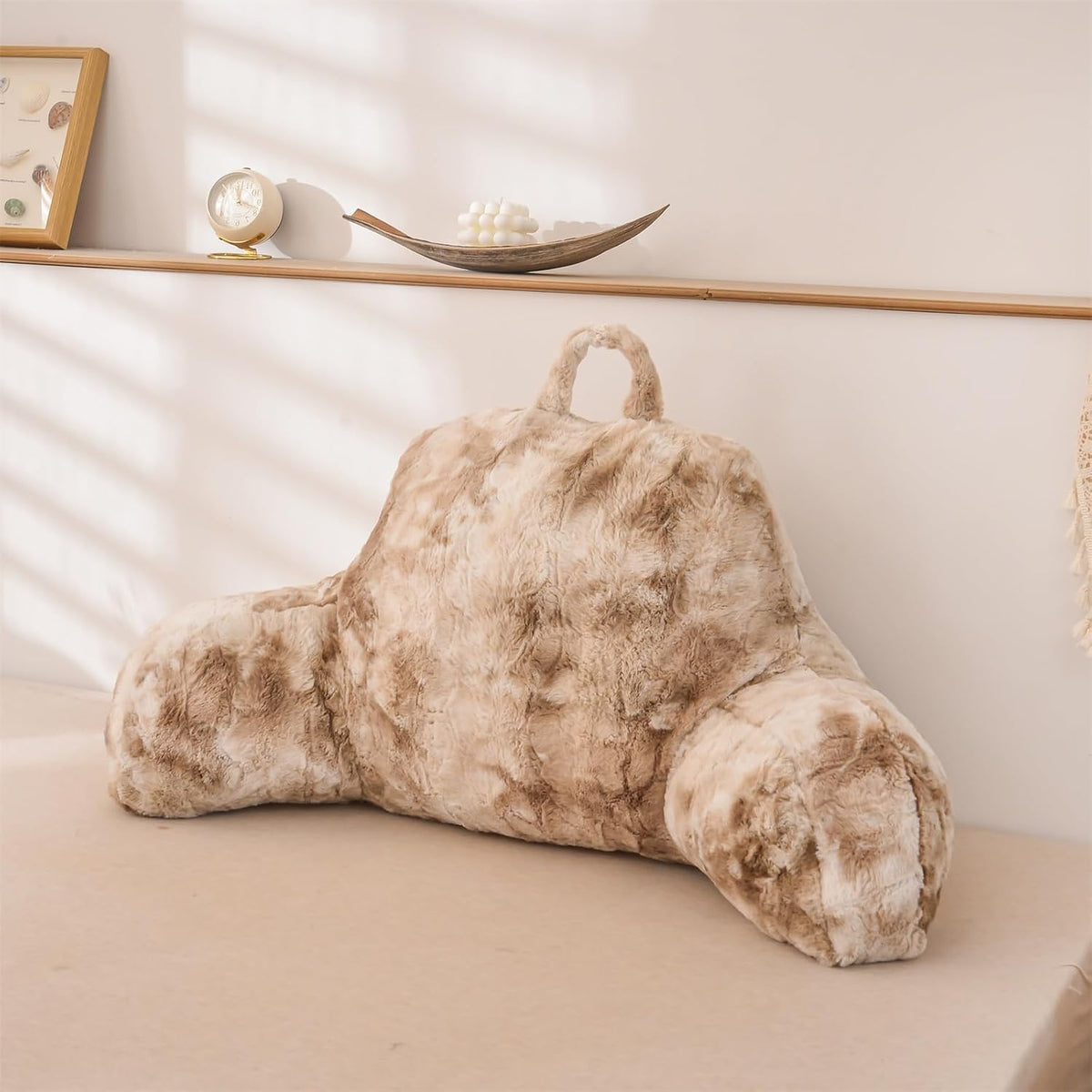 A Nice Night Ivory Reading Pillow, 18.5" Bed Wedge Pillows with Arms