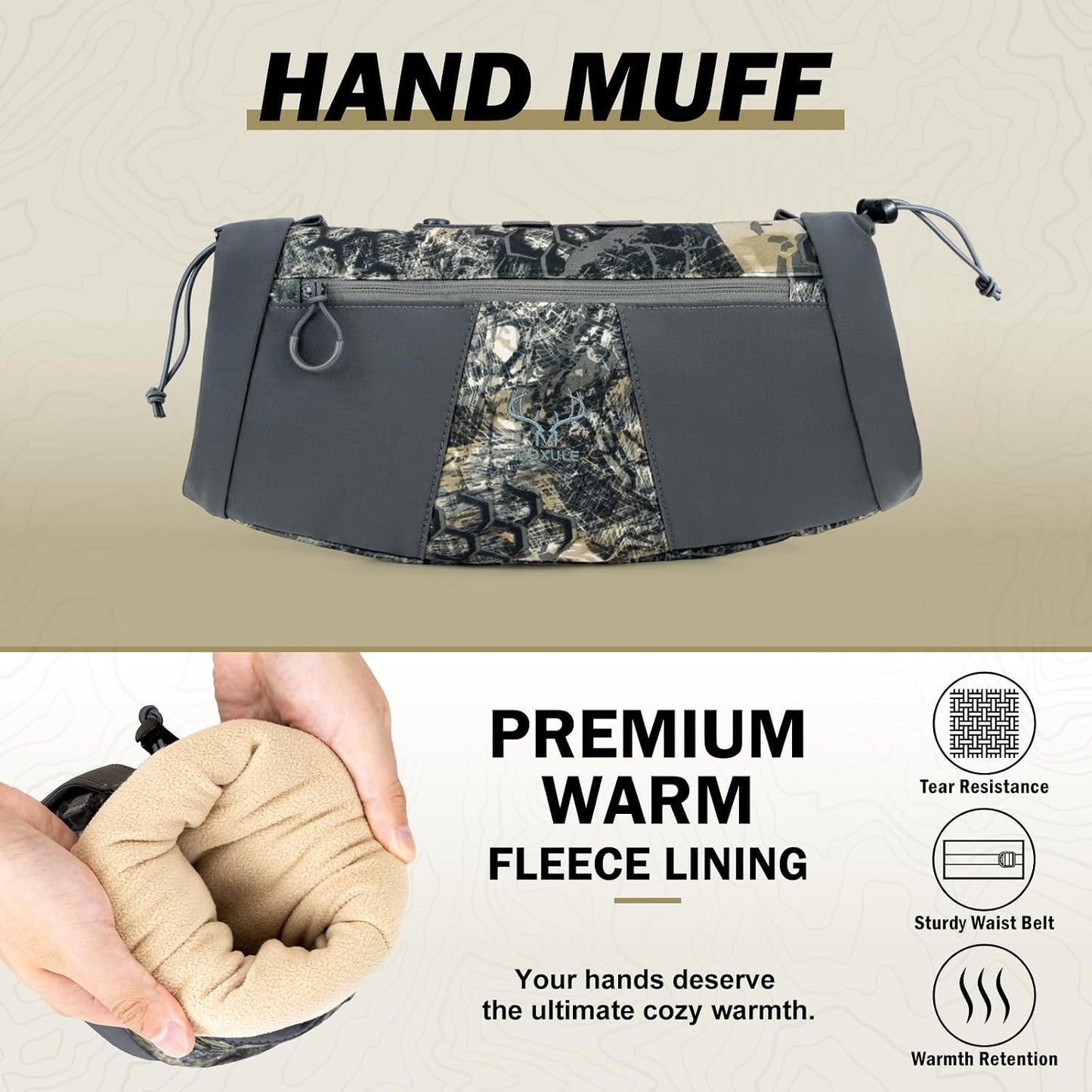 Hunting Hand Warmer Muff: Portable Fleece Waist Handwarmer Pouch Insulated Outdoor Gear Cold Weather for Camping, Hiking