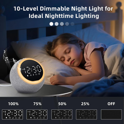 Smart Alarm Clock with White Noise & Night Light for Bedrooms