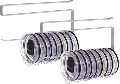Tumbler Lid Organizer, Versatile Tumbler Lid Storage Holds 10 Lids, Black | Space Saving Cup Lid Organizers Inside Cabinet Tumbler Lid Hook for Kitchen Organizer and Storage, Paper Towel Rack Hanger