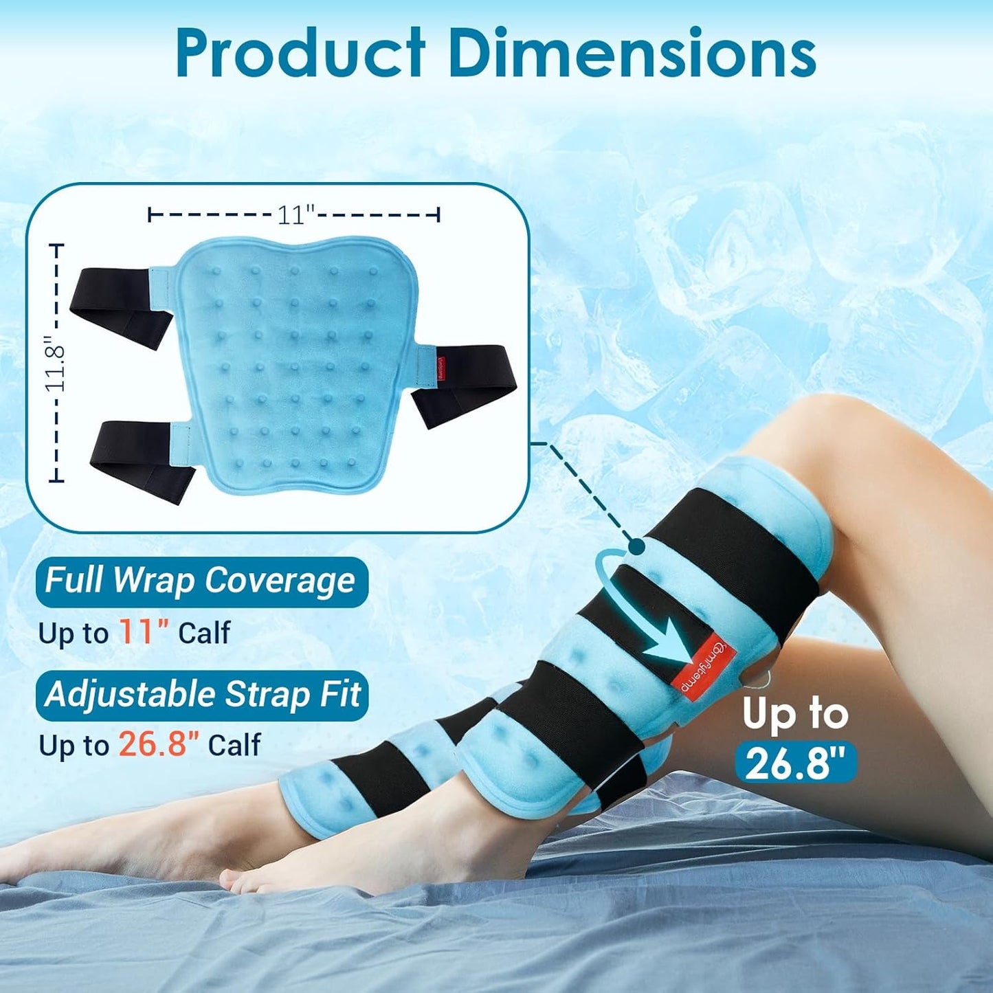 Comfytemp Large Knee Ice Pack Wrap Reusable Gel, FSA Eligible HSA, Full Coverage Knee Cold Compression Brace for Injuries, Pain Relief, Replacement Recovery, Arthritis, Surgery, Women Men Gift