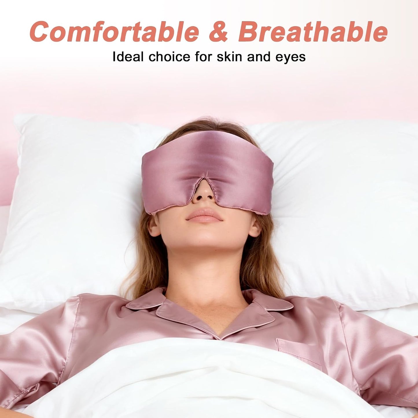 VOCOSTE 3D Pure Silk Sleep Mask with Travel Pouch, Black | No Eye Pressure for Side Sleepers, Extensions Eyelash Protecting, Adjustable for Custom Fit, Pouch for Hygienic Storage