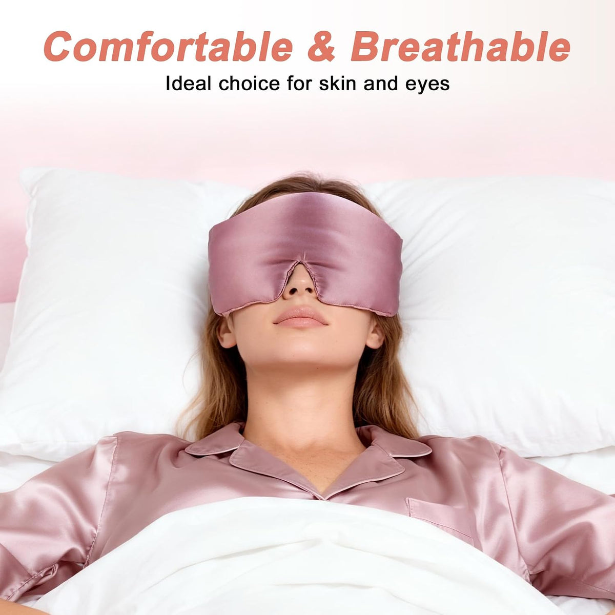 VOCOSTE 3D Pure Silk Sleep Mask with Travel Pouch, Black