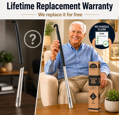Extra Long Shoe Horn - 30 Inch Stainless Steel for Seniors | Extended Handle, Heavy Duty Metal, Standing Use, Fits Boots & Dress Footwear, Men and Women, Elderly, Tall