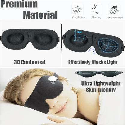 Soft 3D Blackout Sleep Eye Mask 1 Pack for Side Sleepers, Men，Women ，Adjustable Velcro, Night Blindfold,Travel Relaxation (Black)