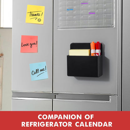 BEYGORM Plastic Magnetic Pen Holder, Powerful Magnet, 2 Pack | Classroom Must Haves, Dry Erase Marker Holder for Whiteboard, School Locker Organizer, Pencil Cup for Refrigerator(Black)