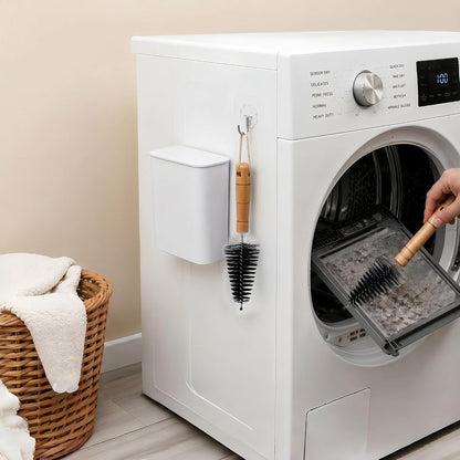 Magnetic Lint Bin with Lid for Laundry Room | Space Saving, Compact Plastic Dryer Lint Trash Can