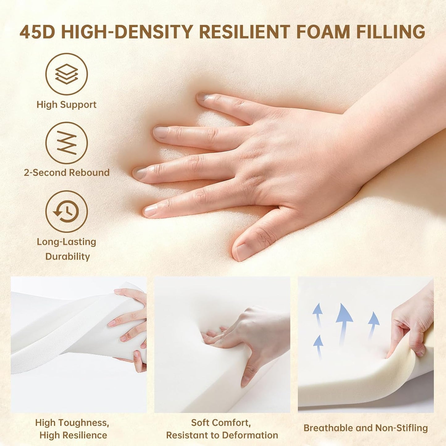 Headboard Bed Gap Filler, High Density Foam Mattress Extender Pillow, Removable, Gray, 39"x2"x6"