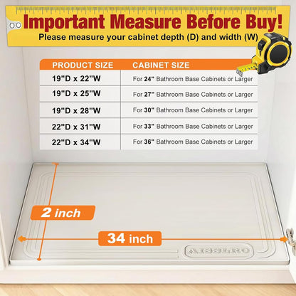 Under Sink Mat 22" X 19", Waterproof Silicone Cabinet Kitchen Liner, Gray | BPA-Free Raised-Edge Cabinet Protector & Leak Tray for Bathroom Cabinets, Boots, Pet Feeding Dog & Cat Mats, Dishwasher Safe