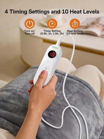 ALLJOY Heating Pad for Neck and Shoulders and Back Pain Relief | 24"x33" Weighted Heating Pad for Back with 10 Heat Levels & 4 Timers, Auto Shut-Off, Birthday Gifts for Men Women, Grey