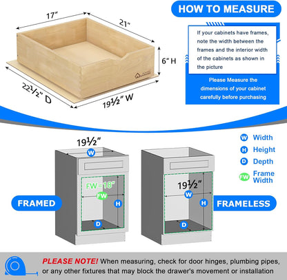 WelFurGeer Premium Birchwood Pull-Out Cabinet Drawers, 26" W x 21" D Pull Out Cabinet Organizer, Heavy-Duty Cabinet Organizer with Easy Installation, Space-Saving Pullout Drawer for Home & Kitchen