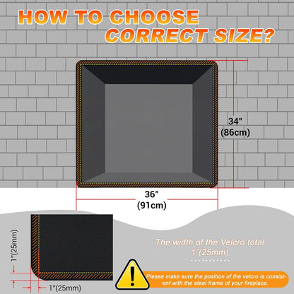 Fireplace Cover, Draft Stopper for Brick Fireplace, Fireplace Flue Blocker, Indoor Fireplace Blanket for Heat Loss, Winter and Summer, Black, 36x20 Inches