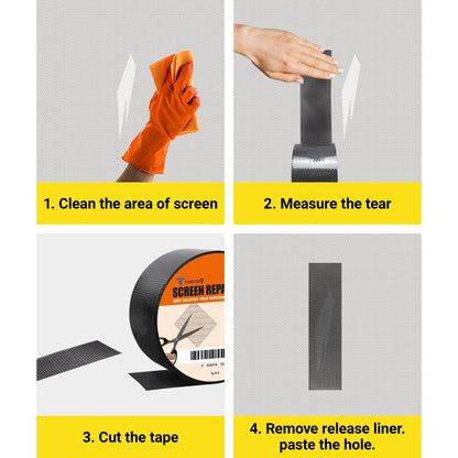 TORTO9 Window Screen Repair Kit, 3-Layer Strong Adhesive & Waterproof Tape Fiberglass Covering mesh (Gray, 2 Inch x 6.5 FT)