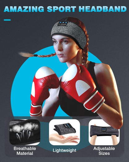 LC-dolida Sleep Headphones Bluetooth 5.4, Headband Headphones Earphones Wireless, Sleep Mask for Gifts,Workout,Jogging,Yoga(Purple)