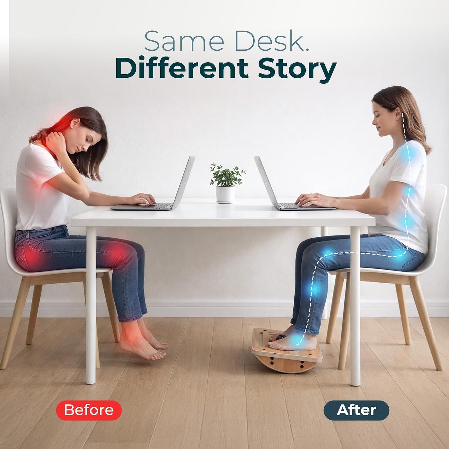 Wooden Under Desk Footrest, Rocking Foot Rest for Under Desk with Massage Ball, Ergonomic Desk Foot Rest, Office Foot Rest Under Desk, Under Desk Foot Stool, Improve Posture & Circulation