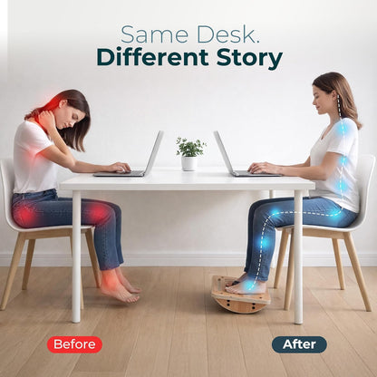 Wooden Under Desk Footrest, Rocking Foot Rest for Under Desk with Massage Ball, Ergonomic Desk Foot Rest, Office Foot Rest Under Desk, Under Desk Foot Stool, Improve Posture & Circulation