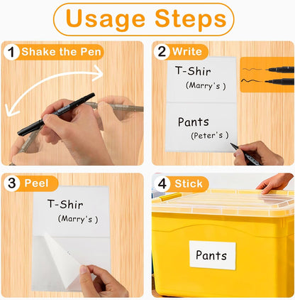 4x6 Inch Removable Storage Bin Labels, 100 Pcs (50 Sheets) Labels for Storage Bins with 1 Marker, Water Oil Tear Resistant No Residue Matte White Labels for Home Office School Business Storage Bins
