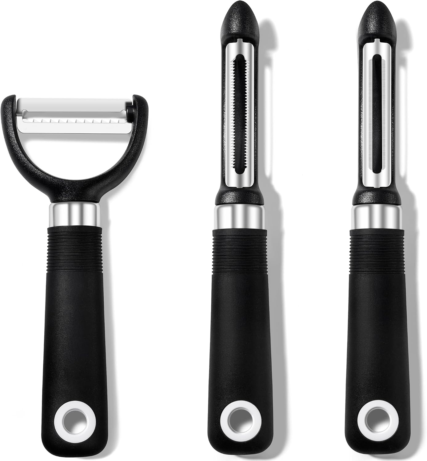 Rainspire 3-Piece Peeler Set, Premium Swivel Vegetable Peeler, Kitchen Gadgets Apple Peeler Potato Peeler Veggie Peeler Fruit Peeler, Dishwasher Safe Kitchen Accessories, Grey