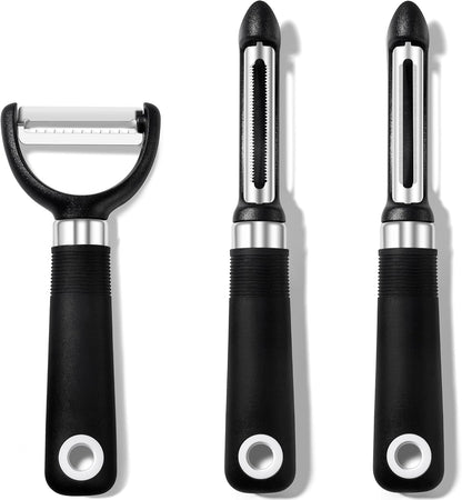 Rainspire 3-Piece Peeler Set, Premium Swivel Vegetable Peeler, Kitchen Gadgets Apple Peeler Potato Peeler Veggie Peeler Fruit Peeler, Dishwasher Safe Kitchen Accessories, Grey