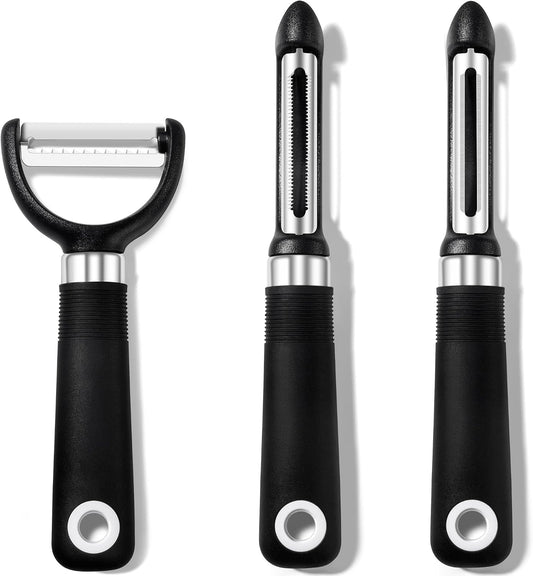 Rainspire 3-Piece Peeler Set, Premium Swivel Vegetable Peeler, Kitchen Gadgets Apple Peeler Potato Peeler Veggie Peeler Fruit Peeler, Dishwasher Safe Kitchen Accessories, Grey