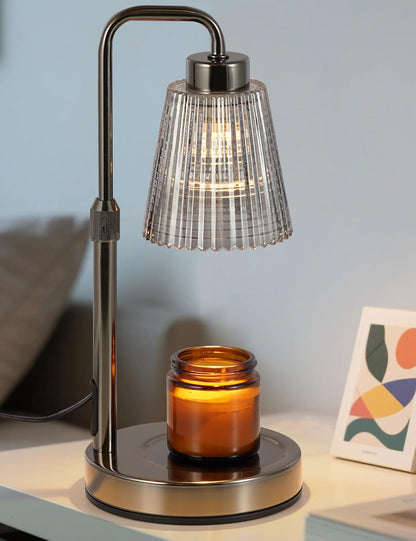 Gray Candle Warmer Lamp with 24h Cycle Timer, Dimmable Wax Melt Warmer | 24h Cycle Timer Dimmable Wax Melt Warmer with 2 Bulbs, Fall Decor for Home Living Room Halloween Decorations Gifts for Mom