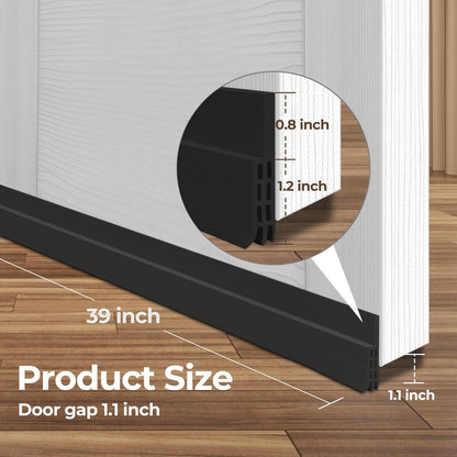 Ohuhu Door Draft Stopper, 1" Wide Adhesive Weather Stripping Seal, 39" | self-adhesive silicone, for interior exterior doors, 3-layer soundproof, save energy, blocks drafts, noise, light, dust, bugs