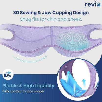 REVIX Wisdom Teeth Ice Pack Head Wrap for Face, Jaw & Chin Relief, Black | For Oral Surgery, Tooth Extraction, TMJ & Teeth Removed, 4 Reusable Hot & Cold Gel Packs, 3D Snug Fit