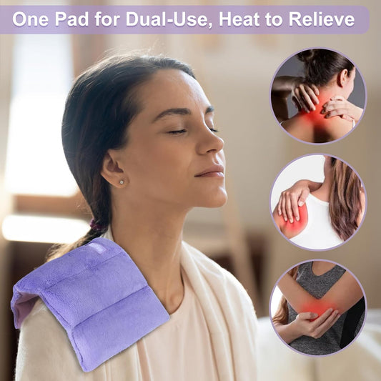 SuzziPad Heating Pad Microwavable, 6.5x12” Reusable Heat Pads for Discomfort Reduction, Moist Heated Pack, Muscle Ache, Soothing Back, Neck and Shoulder Fatigue, Warmer Hot Packs (Purple)
