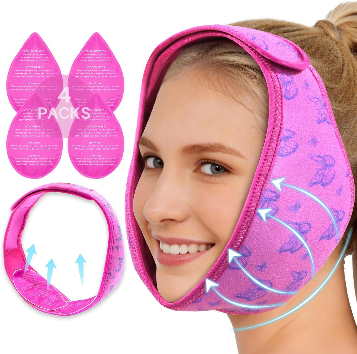 Wisdom Teeth Ice Pack Head Wrap for Pain Relief - Cold Hot Therapy for Face