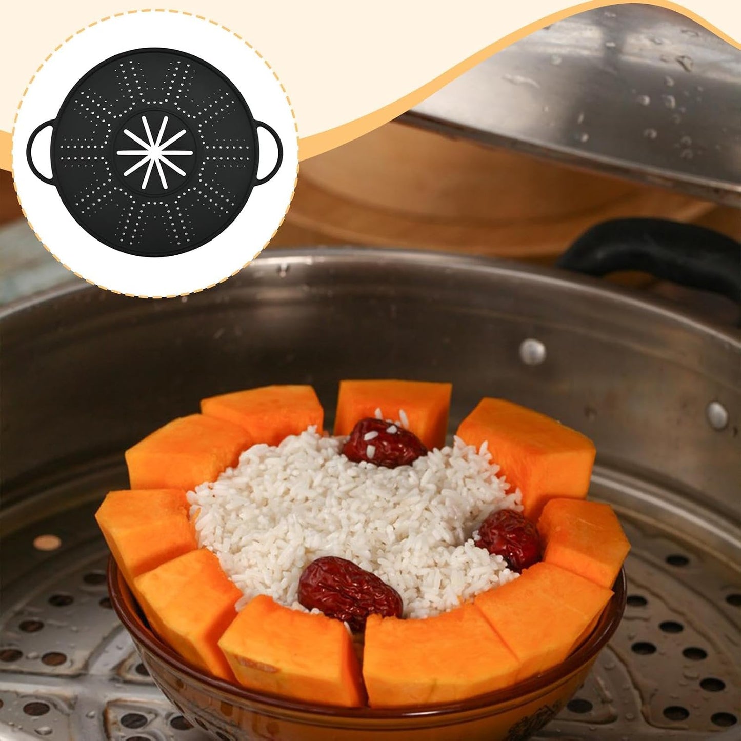 Silicone Spill Stopper Lid, 10.94 in Double Handle Splatter Screen for Boil-Over and Oil Splatter, Black