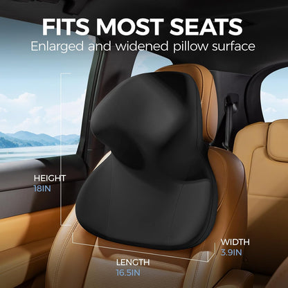 BEBAS Car Headrest Pillow, Ergonomic Neck Pillow with Memory Foam, Black