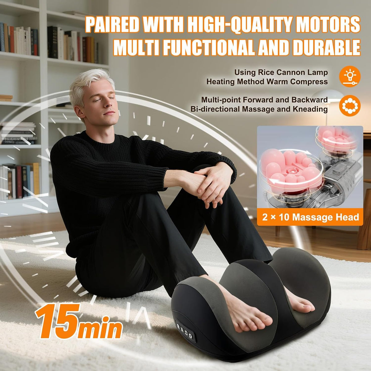 Shiatsu Foot Massager, Foot and Calf Massager with Heat, Black