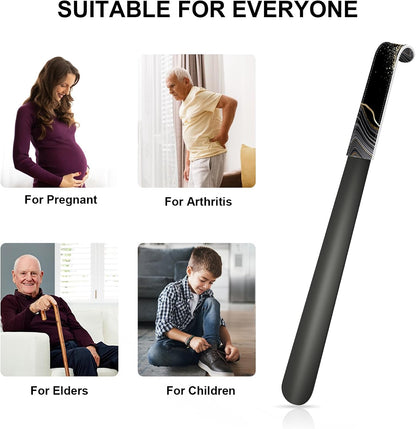 16.5 Inch Long Handle Shoe Horn for Seniors Men Women Kids, Metal Shoe Horns for Boots