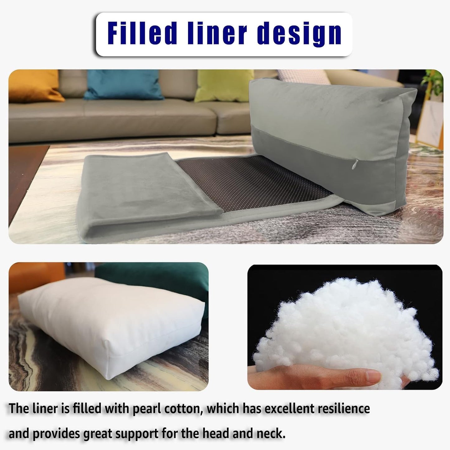 Adjustable Headrest Pillow for Recliners and Armchairs - Non-Slip Velvet Cushion for Neck Support and Pain Relief (Gray)
