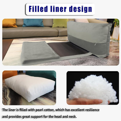 Adjustable Headrest Pillow for Recliners and Armchairs - Non-Slip Velvet Cushion for Neck Support and Pain Relief (Gray)