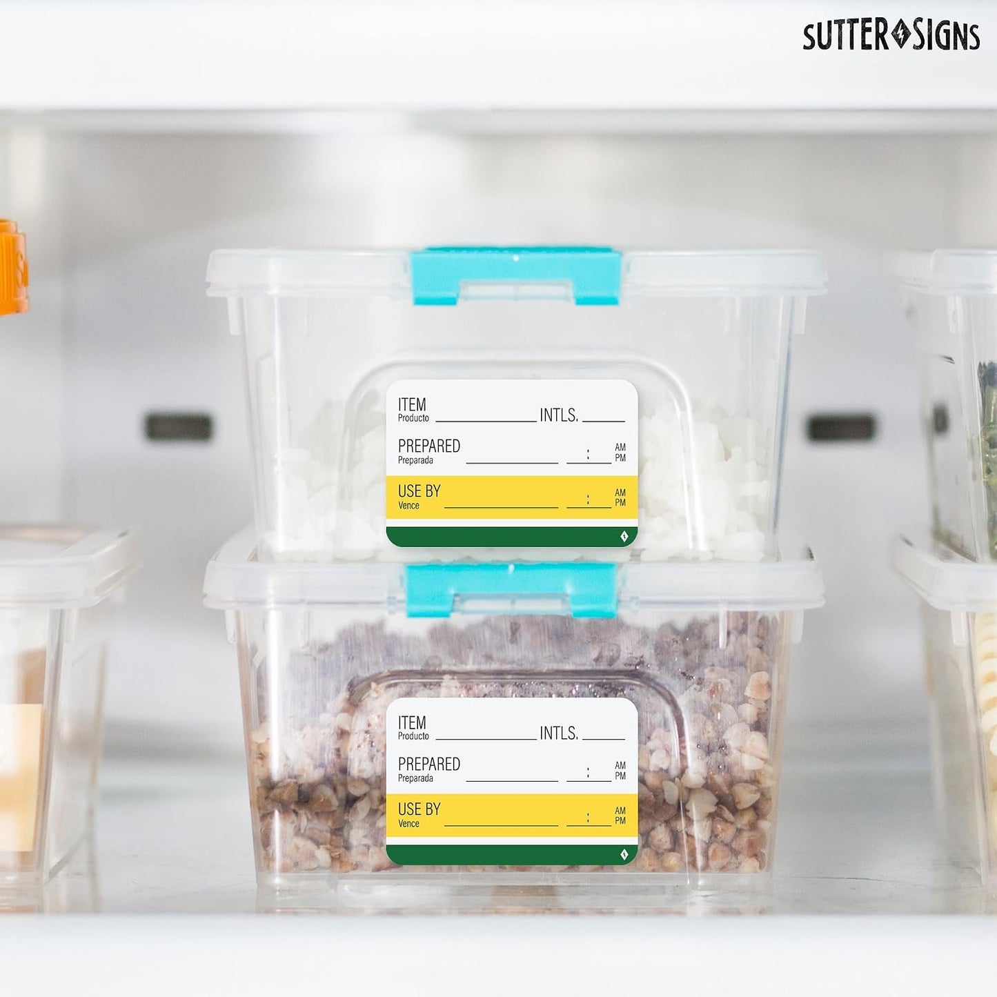 Sutter Signs Shelf Life Stickers for Food Prep 500 Removable Labels 1" x 2" | 500 Removable Food Rotation Labels, Bilingual English/Spanish Use By Labels, 1" x 2" Roll