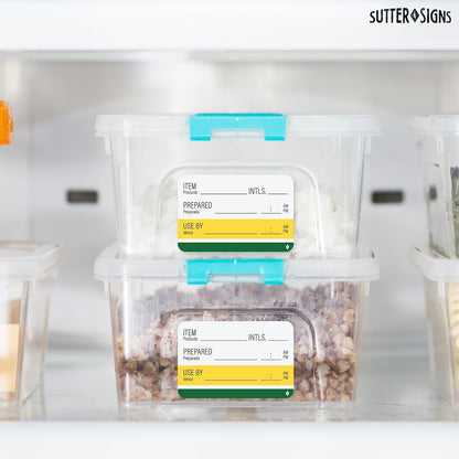 Sutter Signs Shelf Life Stickers for Food Prep 500 Removable Labels 1" x 2" | 500 Removable Food Rotation Labels, Bilingual English/Spanish Use By Labels, 1" x 2" Roll