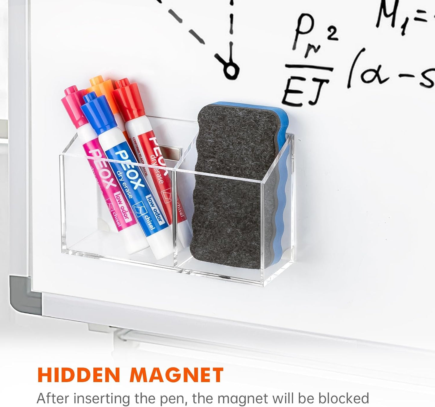 BEYGORM Magnetic Dry Erase Marker Holder for Whiteboard & Refrigerator | Non-slip Acrylic Pen Holder for Classroom, Fridge Magnet, Locker Organizer Accessories, Teacher & School Supplies(Black)