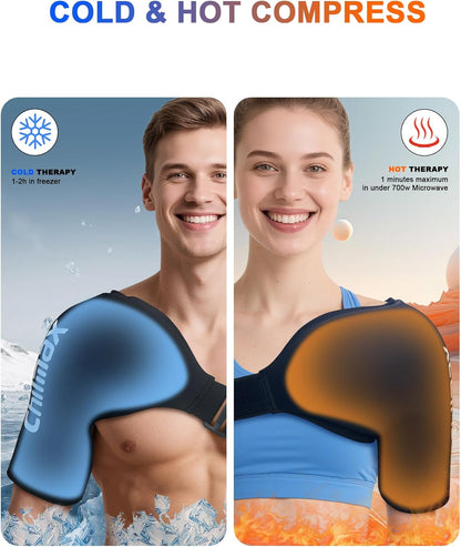 Shoulder Ice Pack for Rotator Cuff & Arm Cold Therapy Wrap,Reusable Hot Cooling Gel Brace Compression Sleeve for Pain Relief, Injuries Post-Surgery Recovery,Men & Women Gift (XLarge-Black)