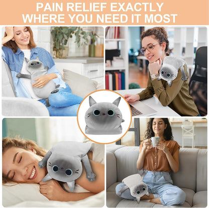 Microwave Heating Pad for Pain Relief, 17" x 9" Microwavable Heating Pads for Cramps, Back Pain, Neck Shoulder, Muscles, Knee, Joints, Natural Heat Pack Moist Heat, Black Cat