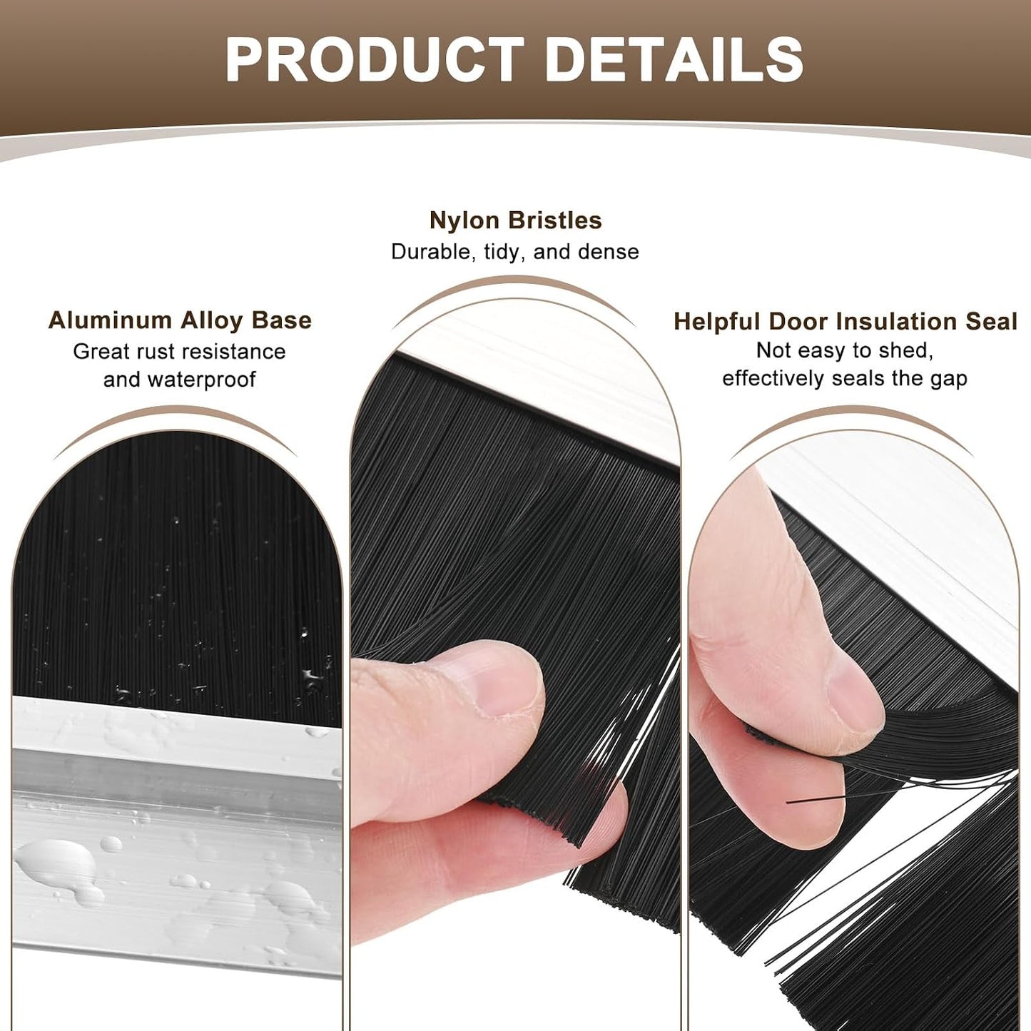 M METERXITY 2-Pack Door Brush Bottom Sweep, 39" L x 2.6" W H-Shape Aluminum Alloy Base with 1.6" Nylon Brush for Industrial/Home/Garage Door Seal, Strong Adhesive Weather Stripping Kit[Silver]